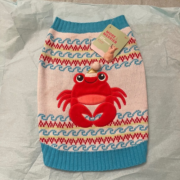 NWT! More & Merrier Crab Pet Sweater MEDIUM Cat Dog Christmas - Picture 2 of 12